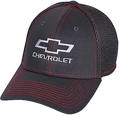 Chevy Bowtie Flexfit Hat – Chevrolet Performance Stretch Fitted Cap, Rot/Ausflug, einfarbig (Getaway Solids), M-L