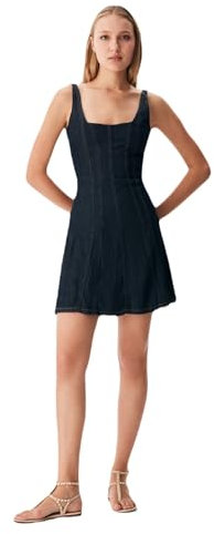 LTB Jeans Damen Jeanskleid Sarina - Lässiges Kleid Damen mit Reißverschluss und Quadratischem Ausschnitt in der Farbe Blau - Größe L