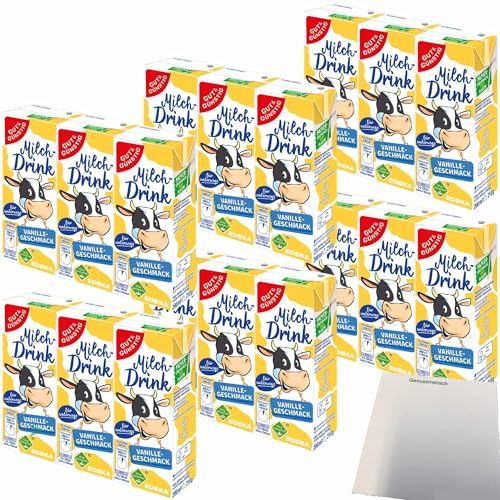 Gut&Günstig Milchdrink Vanille vollmundiger Vanillegeschmack mit fettarmer Milch und Papier-Trinkhalm 6er Pack (18x200ml) + usy Block