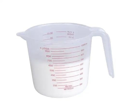 1L Plastic Measuring Jugs for Cooking, Baking, Measuring and Mixing Jug Clear Plastic Measuring Jug, Baker Set