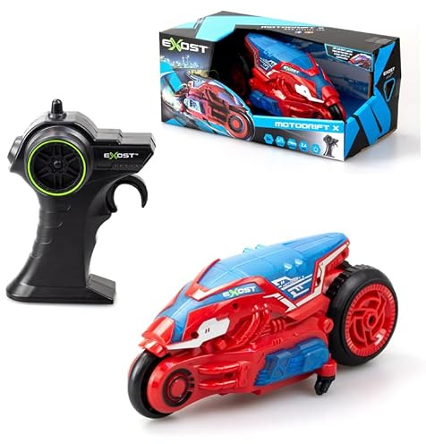 Silverlit EXOST - Moto télécommandée MOTODRIFT X - LED - 2.4Ghz –Rouge - 23 cm