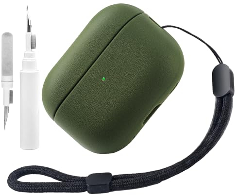Teyomi TPU Case Compatible with AirPods Pro 2nd Generation with Cleaning Kit, Protective Case for Apple Airpods Pro 2 with Hand Strap, Leather Touch Design Airpods Pro 2 Case (Light Green)