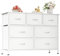 CAIYUN Kommode mit 7 Schubladen aus Stoff, Schubladenschrank, Aufbewahrungsschrank Hoch Holztop Komodenschrank Sideboard Möbel für Schlafzimmer/Wohnzimmer/Flur/Kinderzimmer, Weiß