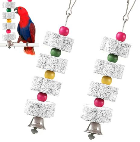 2 Piezas Juguetes de Molienda de Pico de Pájaro, Piedra de molienda para loros, Juguetes para loros para Periquitos, Conures, Tortolitos, Cacatúas, Diversión y Ejercicio para Loros y Mascotas Pequeñas