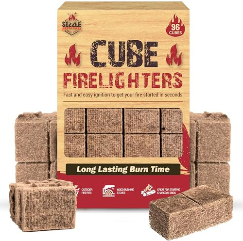 SOL 96 Cube Firelighters - Long-Lasting Natural Firelighters for Wood Burners, Camping Firestarters, BBQ & Fireplace Use, Reliable Fire Lighters for Easy Ignition & Consistent Burn Time