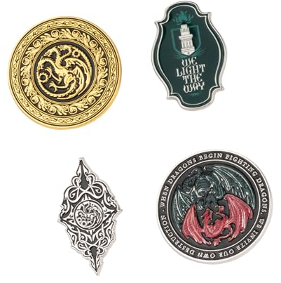 Grupo Erik Set Pins House of the Dragon - 4 Anstecknadeln Drachen Targaryen - House of the Dragon Geschenke Game of Thrones Merchandising
