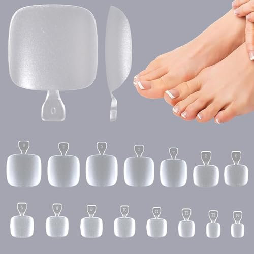 MUSILAN 1500PCS Künstliche Zehennägel - 15 Größen Pre-Shaped Matt Falsche Zehen Nägeltips Soft Gel Toe Nail Tips für Große Zehen, Künstliche Französische Zehen Nägeltips für Nagelstudios und Anfänger