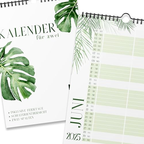 Kalender 2025 Wandkalender (Monatskalender im A4 Hochformat) - Monatskalender 2025 für das ganze Jahr von Januar bis Dezember mit Ferienübersicht - Ideal als Paarkalender oder Familienplaner