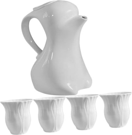 Alipis 1 Set bollitore coniglietto in ceramica coniglio pasquale easter bunny tea set porta acqua da cucina brocca d'acqua bollitore per il latte caraffa per sciroppo in ceramica bianca