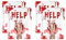 AC - Pack de 4 bandejas de cartón Decoradas con Manchas de Sangre, Help, biodegradables y reciclables, Fiestas, decoración, Halloween, Carnaval - 25 x 34 cm