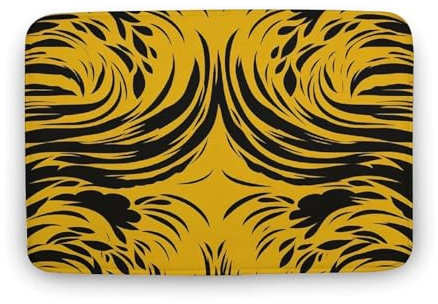HJUQNGF Badematte, Senfgelb und Schwarz, weich, saugfähig, Badezimmerteppich, rutschfest, schnell trocknend, Duschmatte, Bodenmatte für Badezimmer, Bodenwanne und Dusche, 60 x 40 cm