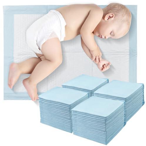 Dunkwckore 100 Stück Baby Wickelauflage, 33 × 45 cm Inkontinenzunterlage Wickelunterlage Einweg, Baby Changing Mat für Unterwegs, Hygienisch mit Superabsorber, Weich, Wasse, Atmungsaktiv