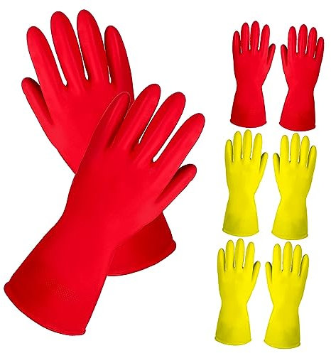 WATIIFUFU 4paare Wiederverwendbare Gummi-reinigungshandschuhe Rutschfest Für Küche Und Haushalt Zum Geschirrspülen Und Allgemeinen Reinigungsarbeiten