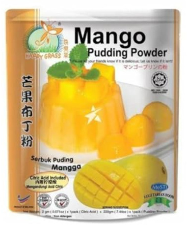 Happy Grass Mango Pudding Powder Serbuk Puding Mangga from Malaysia, Halal, 220g per packet