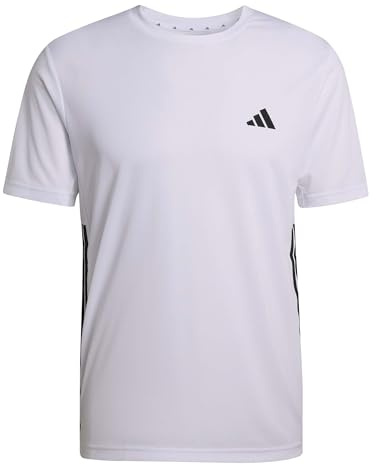 adidas Herren Workout Essentials Base 3-Stripes Shirt, White/Black, XXL