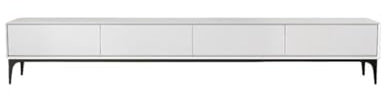 Meubles TV Modernes 220cm Console Moderne Blanche pour Salon, Centre de Loisirs sur Pieds Hauts pour Maison, Meuble de Rangement Adapté aux Hôtels Support de Meuble TV pour Salon