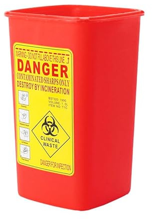 Gadpiparty Sharps Bin Small 1L Red Needle Disposal Box with Locking Lid | Compact travel size, 15.5 × 10 × 10 cm, for home care, clinics and tattoo studios