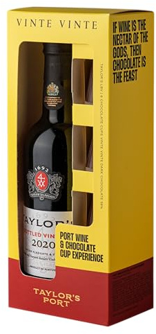 Vinte Vinte x Taylor’s Port Cup Pack | Half Bottle Taylor’s LBV | 8 x 58% dark chocolate cups