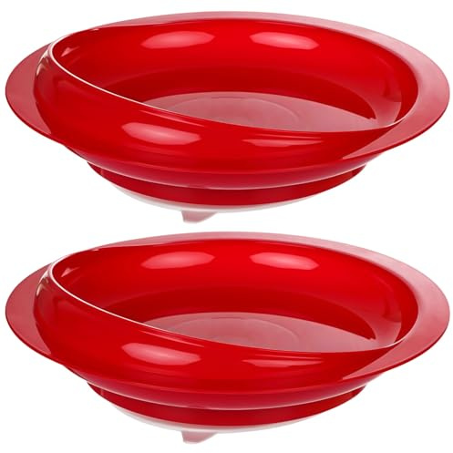 Packool Juego de 2 platos a prueba de fugas, platos de cena para personas mayores con ventosa, antideslizantes, fáciles de cocinar, aptos para microondas y lavavajillas, vajilla para personas mayores
