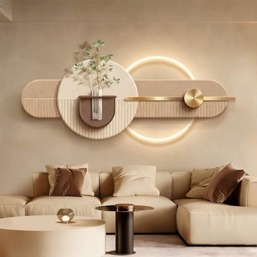 3D Wall Art Decor, 3D Sandstone Wall Art with LED Light, with Vase & Artificial Greenery, for Bedroom, Living Room, Entryway, Plug-in Power Supply(D,100 * 40cm/39.4*15.7in)