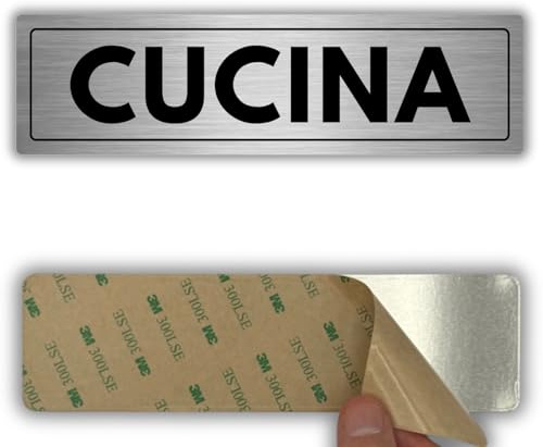 LEIASA | Cartello Cucina - 5x18 cm - Alluminio - Indicazione Zona Cottura | Targa Cucina, Adesivo Segnaletica Cucina, Segnale Porta Fornelli, Placca Preparazione Alimenti, Avviso Solo Personale