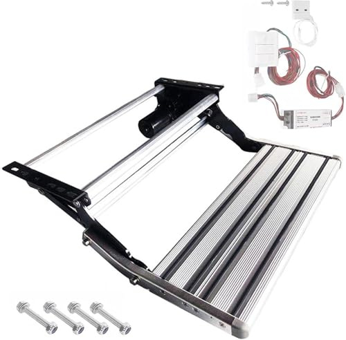 Generisch Elektrische Trittstufe Wohnmobil, Manuelle Wohnmobil Stufen, mit Licht, 150 kg Tragkraft, Mit rutschfestem Gummi, 2 Stufe Camper Trittstufe, EIN-Knopf-Schalter(Automatisch,Single Layer)