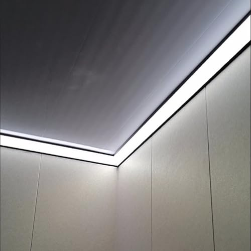 Corniche Plafond LED Canal de Moulure Couronne LED pour Plafond et Mur, Cadre de Profilé LED en Aluminium avec Diffuseur PC, Plinthe Linéaire pour Éclairage Indirect(84mm(3.3),2 pcs)