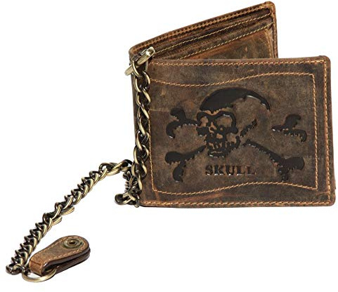Greenburry Geldbörse Skull Bikerbörse Leder Totenkopf mit Kette 1796-25