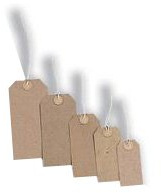 Strung Tag 70x35mm Buff (1000 Pack) KF01596
