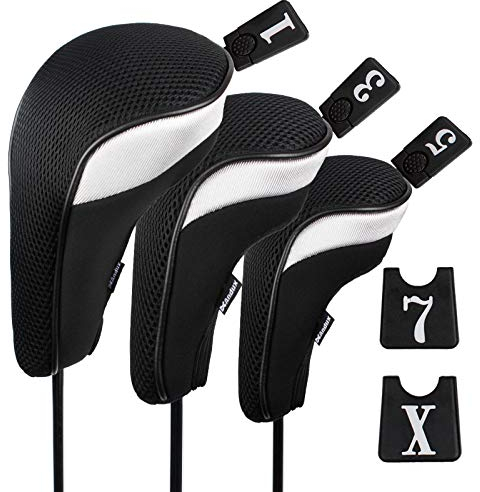 Andux Golf 460cc Driver Kopfhüllen Golfschläger Holzkopfhüllen 3 Stück Schwarz