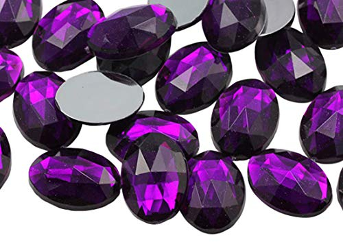 Allstarco 25 x 18 mm, ametista viola A06 2,5 cm grande retro piatto ovale strass acrilici Cosplay gemme gioielli in plastica gioielli abbellimenti fai da te - 20 pezzi