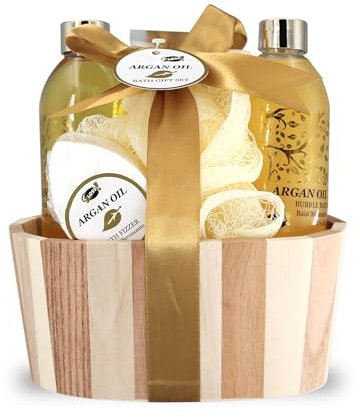 GLOSS! | Coffret Beauté Femme | Coffret Cadeau Femme | Collection Huile d'Argan | Bain Moussant, Gel Douche, Lotion, Fleur de bain effervescente | Coffret Cadeau Anniversaire|Cadeaux Noël