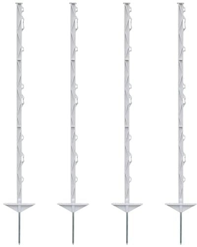 VOSS.farming 60x Farm 105 Weidezaunpfähle, Zaunpfosten, 8 Ösen für Litze, Seil, Band, Doppeltritt, verzinkter Stahlnagel, Höhe 105cm, weiß