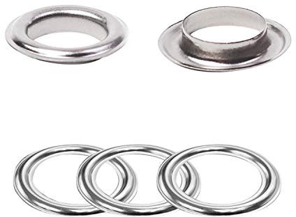 Trimming Shop 40mm Silver Eyelets Rings with Self-Backing Washers - Perfect for Curtains, Drapes and PVC Banners, Vinyl, Tarpaulin, Pool Cover, (50 Pieces)