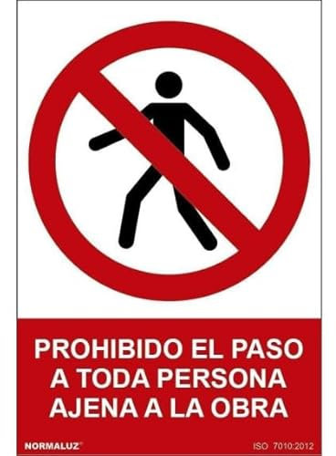 Normaluz RD40623 - Señal Adhesiva Prohibido El Paso A Toda Persona Ajena A La Obra Adhesivo de Vinilo 20x30 cm con CTE, RIPCI