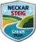 2 x Neckar-Steig Abzeichen gestickt 51x 60 mm/Neckar Wanderweg/Aufnäher Wappen Sticker Patch/Neckartal Odenwald Heidelberg Wander-abzeichen Fluss-Wanderung Wanderführer Touren-Karte Reiseführer