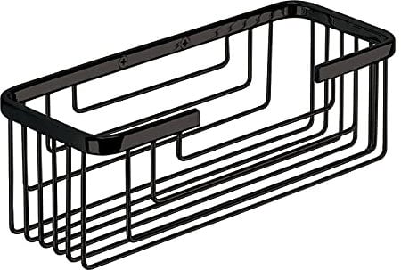 Gedy Portaoggetti doccia rettangolare in filo nero, Misure e peso: 8,6X25,2X10,2 CM & 0,482 KG, Porta oggetti per bagno realizzato in acciaio inox, Design R&S, 2 anni di garanzia