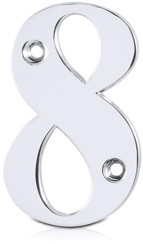 XFORT Polished Chrome Front Door Number 8, House Number Suitable for All Door Types including Wooden, uPVC, and Composite.