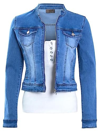 SS7 Damen Jeansjacke mit Reißverschluss