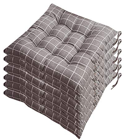 AGDLLYD Stuhlkissen 40x40cm 6er Set,Sitzkissen für Stühle Indoor und Outdoor - Bequeme Stuhlauflage - Steppkissen weich und robust bunt (A)