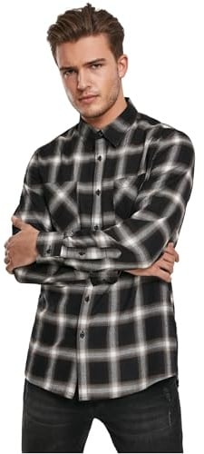 Urban Classics Hemd Checked Flanell Shirt 6 Camicia, Multicolore (Black/White), M Uomo