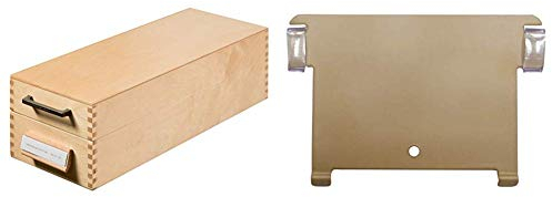 HAN Karteikasten 1007, DIN A7 quer aus Holz/Hochwertige Lernkarteibox aus edlem & robustem Naturholz für 1.500 DIN A7 Karteikarten & als Lehrmaterial & Metall-Stützplatte DIN A7 quer, braun