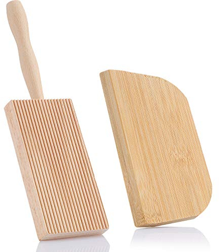 8 Inch Gnocchi Paddle Beechwood Gnocchi Boards Butter Paddle with Dough Scraper for Kitchen Home Use