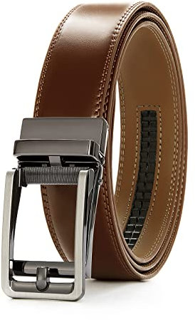 PlusZis Ceinture habillée à cliquet en cuir pour hommes de 28 à 60 grande et grande avec boucle automatique