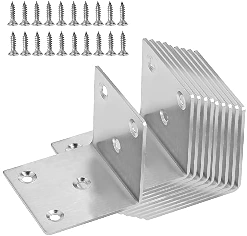 Chstarina 10 Stück Schwerlastwinkel,Edelstahl Winkel Regal 50 * 50 Bauwinkel Winkelverbinder mit Lochblech Balkenschuh Metallwinkel Winkeleisen Holzverbinder Stahlwinkel-Breit Balkenwinkel Ideal