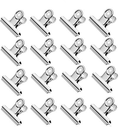 Fermacarte, Clip Multiuso in Metallo, Pinze Multiuso, Clip del Raccoglitore,Ufficio di Cancelleria Pinze, per Ufficio, Scuola e Famiglia (Argento, 16 pz x 30mm)