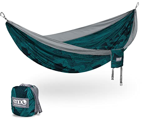 Eno Eagles Nest Outfitters DoubleNest Print Leichte Camping-Hängematte, 1 bis 2 Personen, Berge zum Meer, Grau, Einheitsgröße, DNP340
