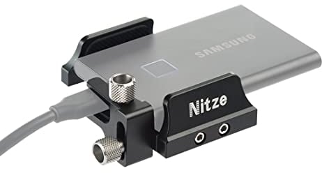 Nitze Support Universel SSD pour SSD Samsung T5 / T7 / T7 Shield / T9 et SSD SanDisk, Support de Montagt SSD avec Serre-câble USB-C, Compatible avec Les SSD de 45 à 60 mm de Large pour Cage- N42C