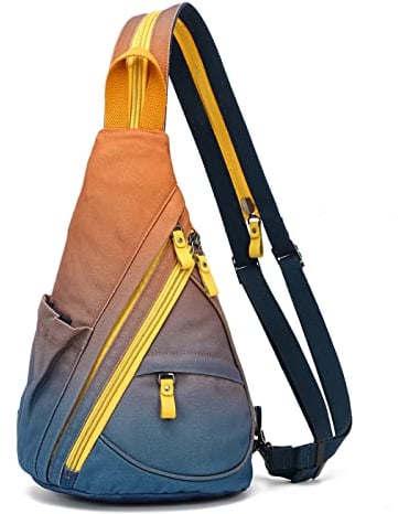 KL928 Canvas Sling Bag Rucksack Damen und Herren – Schulterrucksack Umhängetasche Crossbag Verstellbarem Schultergurt Perfekt für Outdoorsport, Wandern, Radfahren, Bergsteigen, Reisen