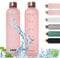Trinkflasche 1L Wasserflasche Sport mit Zeitmarkierung Trinkerinnerung, ZAKVOP Trinkflasche Kohlensäure Geeignet, Sportflasche Auslaufsicher, BPA-frei, Ideal für Sport und Outdooraktivität, Rosa Neu